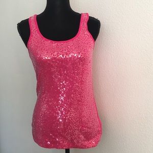 Hot pink sequin tank top size medium